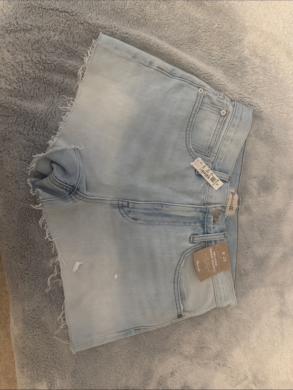 Madewell Light Blue Frayed Hem Denim Shorts